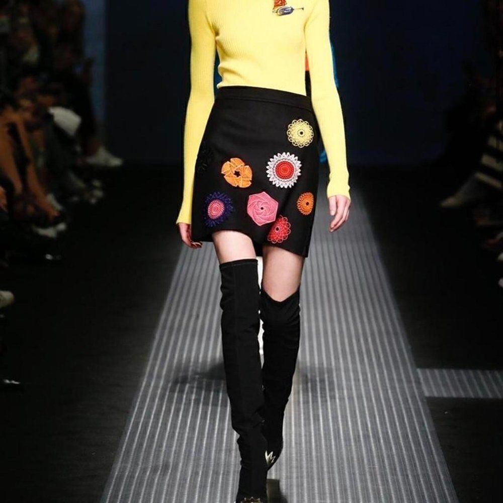 MSGM Spirograph Embroidered Mini Skirt Size US 2 EU 38